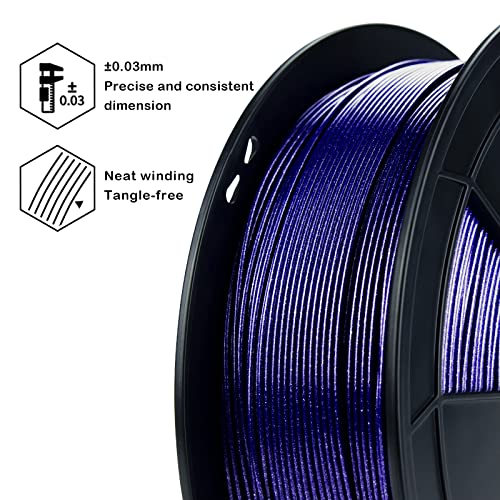 Image of ZIRO Shiny Sparkle PLA Filament with Glitter, Shining 3D Printer PLA Filament 1.75mm, Diamond Series Colorful Spool 1kg, Neatly Wound, Fit Most FDM 3D Printers, Dimaond Blue