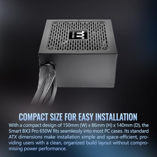 Image of Thermaltake Smart BX3 Pro 650W; ATX 3.1; Native PCIe 5.1 12V-2X6; Non-Modular; Etched Flat Cables; Dual-Color H++ Connectors; 105C Main Capacitor; 80 Plus Bronze Certified; Black; PS-SPD-0650NNFABU-7