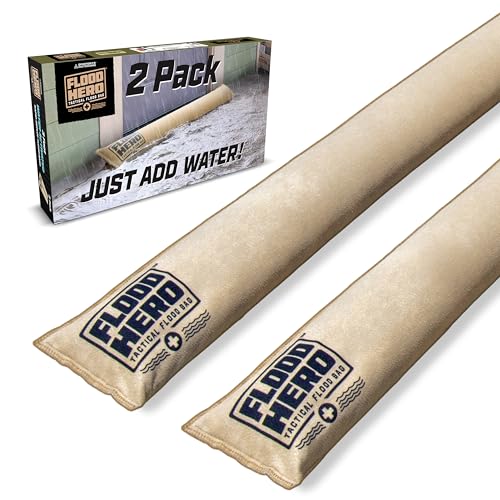 Flood Hero 3 ft Water Activated Sandbags - 2 Pack Flood Bag Barriers for Home