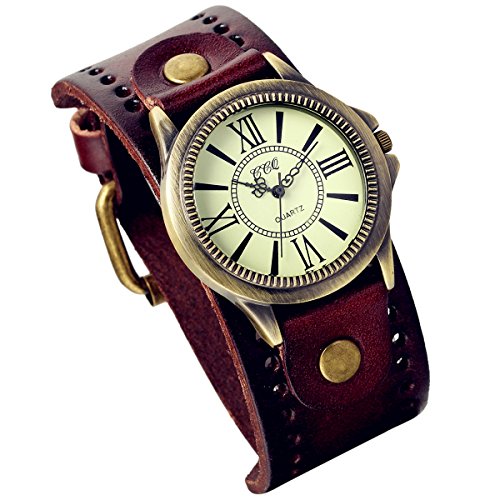Preisvergleich Produktbild Lancardo Herren Damen Leder Armbanduhr Analog mit Leder Armband 2858083