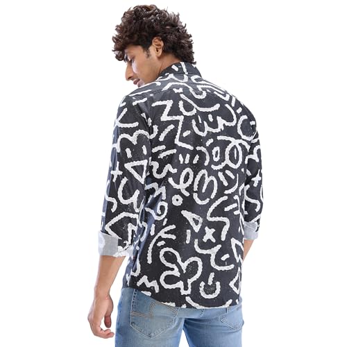 Image of Spykar Men's Slim Fit N /A Full Sleeve Printed Casual Shirts