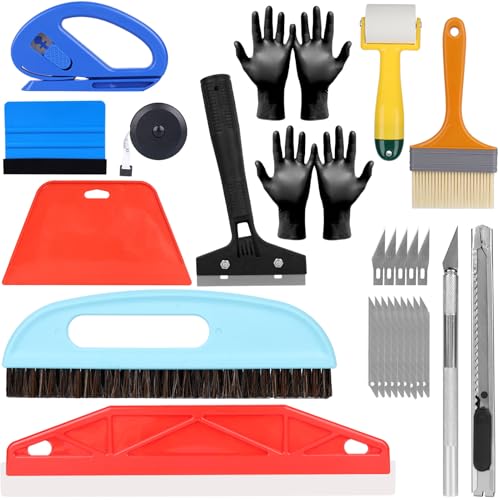 15 PCS Wallpaper Tool Kit Multi-Function Wallpaper Smoothing Tool with Wallpaper Brush Squeegee Seam Roller Trimming Tool Wallpapering Tools for Wallpaper Murals Window Film DIY Home Decor Tools