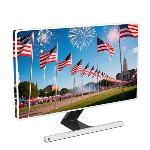 Image of American Flag Waterproof Weatherproof TV Cover 55 Inch Firework Celebrate Election Independence Day Television Accessories for 40 to 42 Inch TV LED LCD OLED Screen Decoration