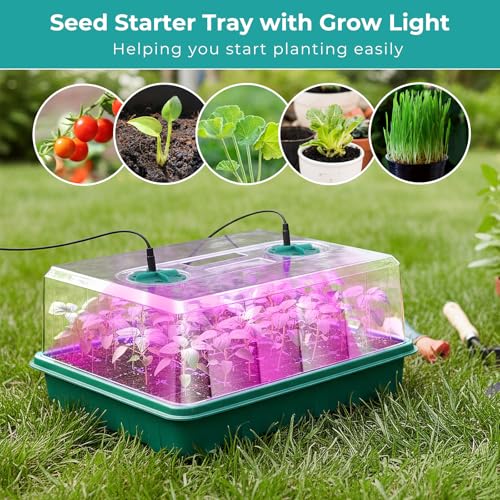 Hanaoyo 96 Cells Seed Starter Tray with Lights, 2 Packs Seed Starter Kit with Humidity Vented Domes and High Lid, Adjustable Brightness Germination Kit for Indoor Greenhouse Seed Starter - Image 7
