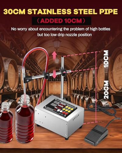 [2025 New Version] Liquid Filling Machine 1-100 Fl Oz Bottle Filler Machine with Foot Pedal Diaphragm Pump Compatiable with Conveyor Belt Digital Control for Wine, Essence