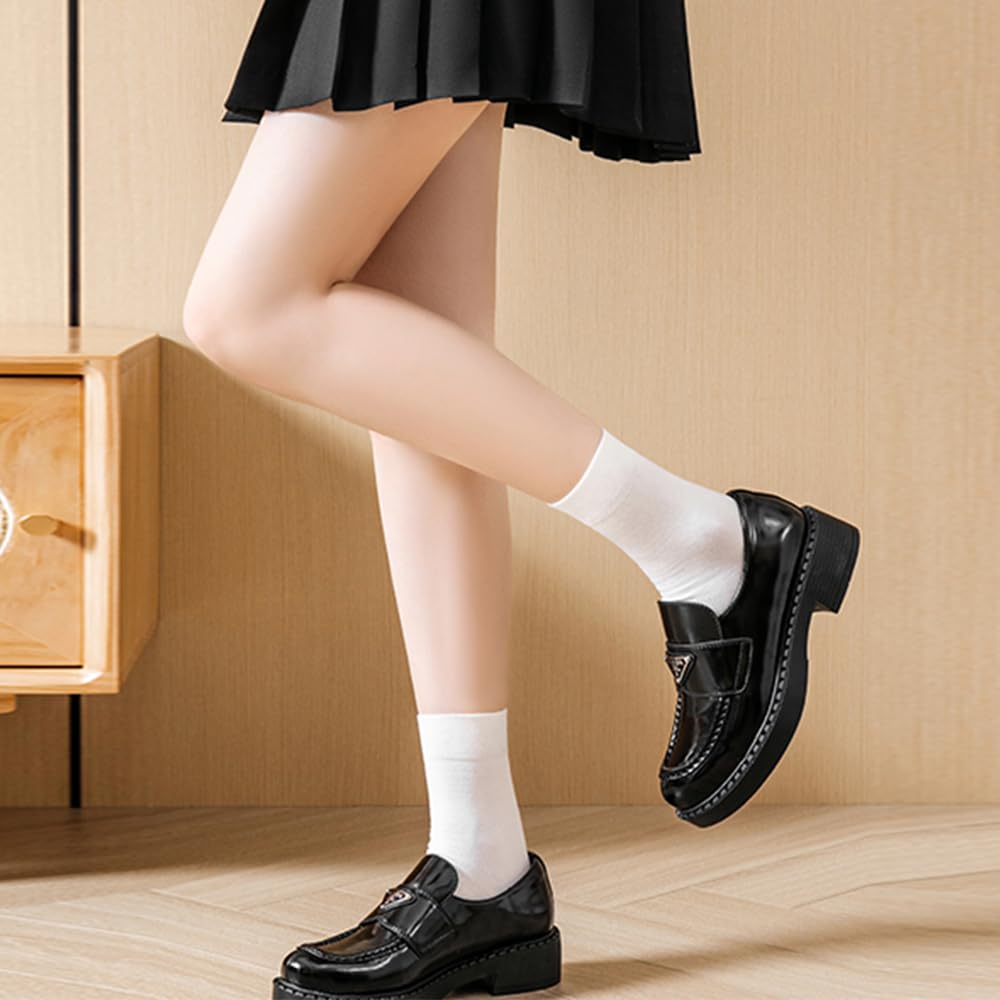 5 pares de calcetines finos de algodón para mujer, suaves, atléticos, casuales, transpirables, media caña