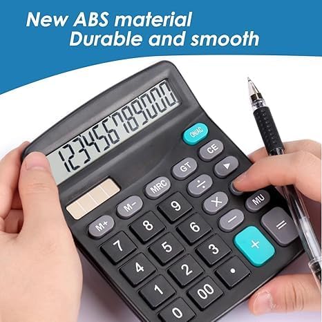 Miniatura 5 de Calculadora de escritorio de 12 dígitos con pantalla LCD grande, calculadora básica de energía solar dual y batería, función estándar para oficina,