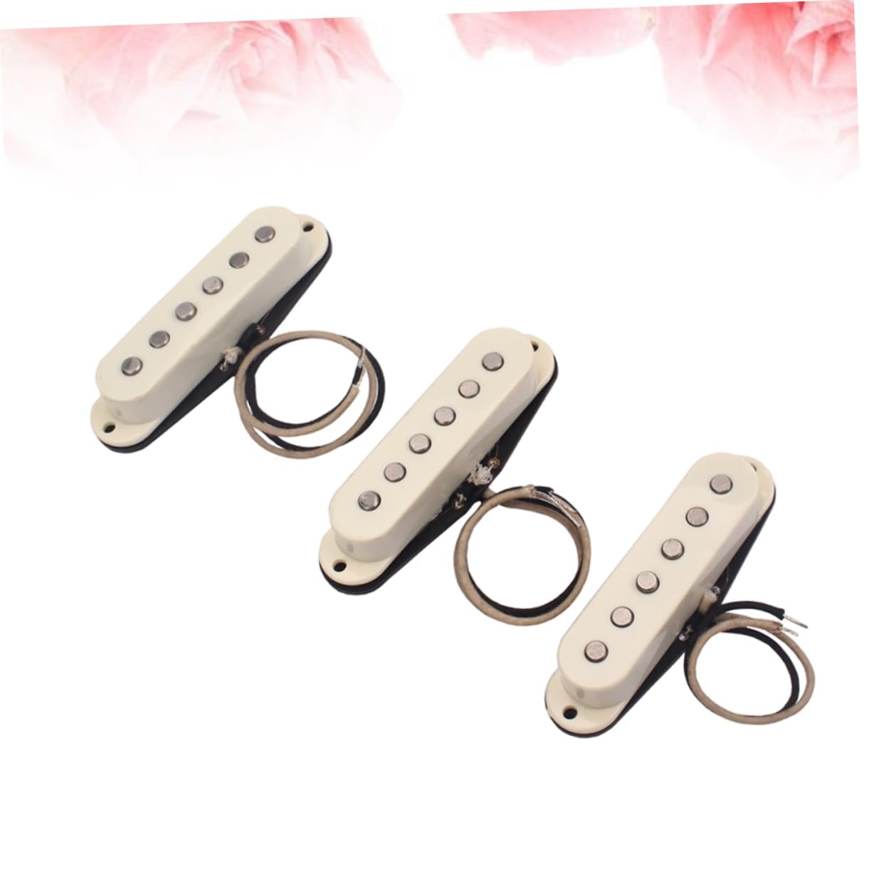 Set Pickup Single Coil 48/50/52mm per Chitarra Elettrica | Neck, Middle, Bridge, Finitura Bianco Latte, Frame Plastico Incluso, per Bassi e Fai-da-te