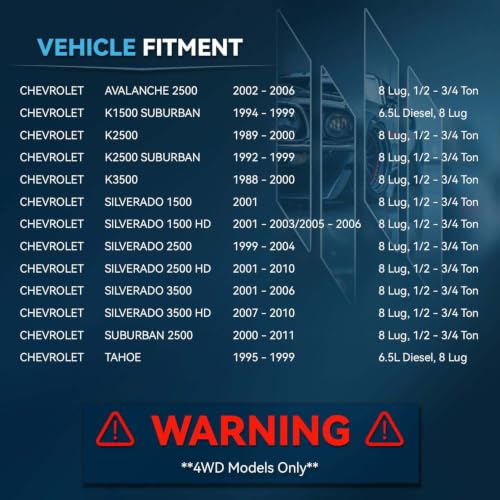 Image of Detroit Axle - 4WD Front 2pc CV Axles for 2001-2010 Chevrolet Silverado 2500HD 3500HD 2001-2006 Silverado 3500 1500HD 1999-2004 Silverado 2500 GMC Sierra Yukon Tahoe K1500 K2500 Suburban K3500