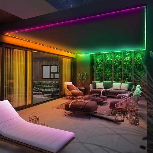 Image of Feit Electric 100ft Chasing & Tunable White LED Tape Light, Dimmable, RGB Colors, Cuttable for Custom Fit, Slim 0.4-Inch Width, Indoor /Outdoor Plug-in Light Strip, Remote Controlled, TAPE1200 /CHASE