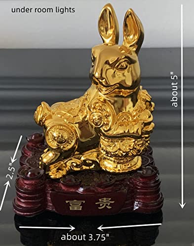 Betterdecor Gold Color Feng Shui 12 Chinese Zodiac Animal Statue Figurine Home Office Decoration And Gift For New Year Holidays And Birthday (Zodiac Rabbit) #TOP4