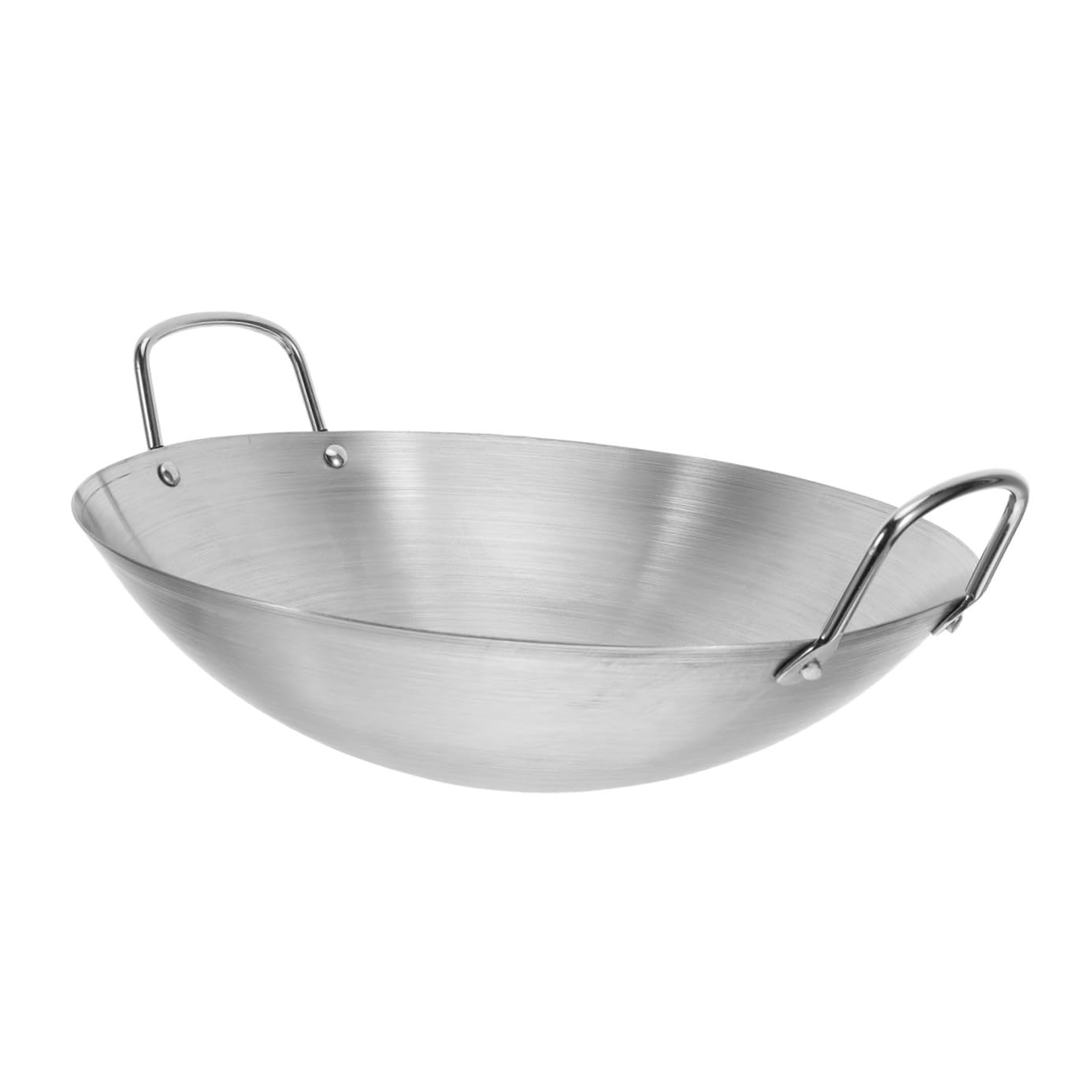 Lurrose Wok Capacità Tondo da Acciaio Fondo Inossidabile Professionale in e Facile Padella Grande Pulire, per Cucina Barbecue Domestico