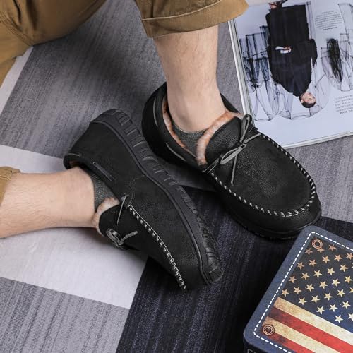Image of MIXIN Mens Slippers Indoor Outdoor Memory Foam House Shoes Anti-Slip Moccasins Slippers for Men