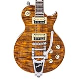 VINTAGE V100 GUITAR - AMBER FLAMED MAPLE WITH BIGSBY - Image 2