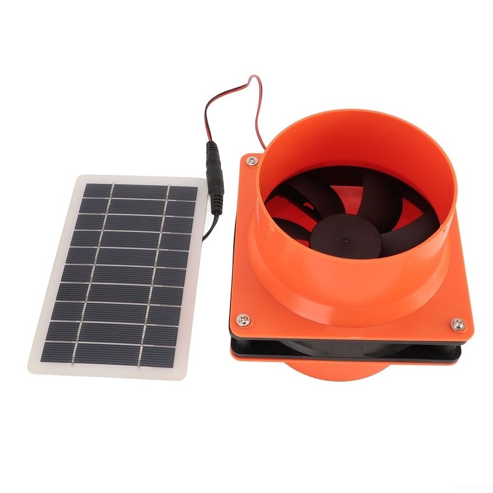 10 W 12 V Solar-Abluftventilator-Set mit ABS-Solarpanel für runde Luftkanäle in Dachböden, Gewächshäusern, Wohnmobilen, Booten