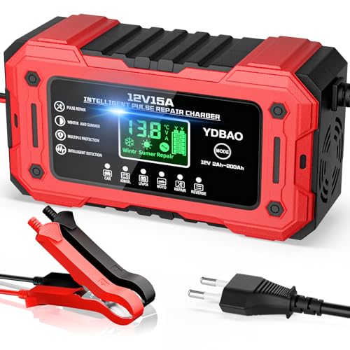 YDBAO Chargeur de Batterie Voiture 15A 12V LiFePO4 Chargeur...