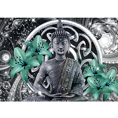 Runa Art Papel tapiz fotográfico lirio de Buda 352 x 250 cm Lana Fondo De Pantalla XXL Moderna Decoración De Pared Sala Cuarto Oficina Salón gris verde 9108011b