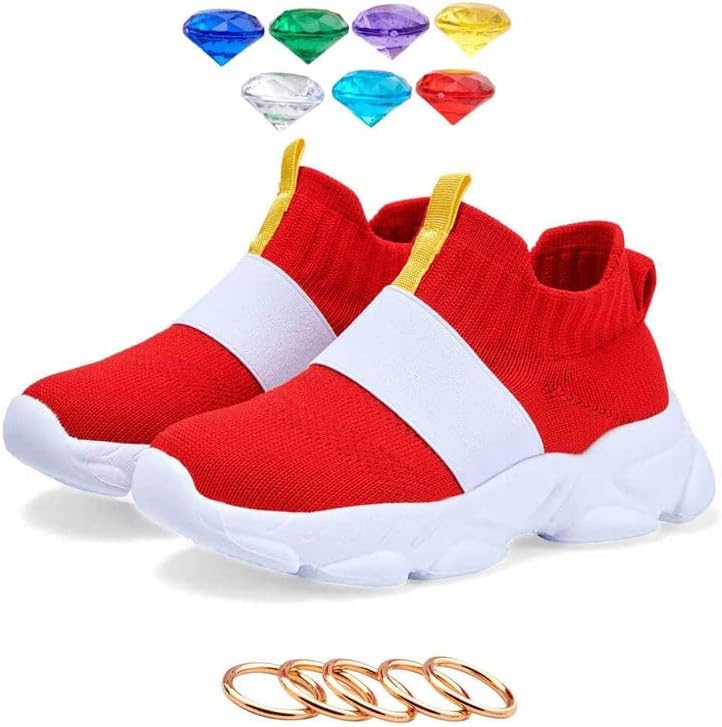Boys Girls Red Running Walking Tennis Shoes Birthday Party Gift with Rings and Gems 13 US Little Kid, with Rings and Gems, 13 US Little Kid