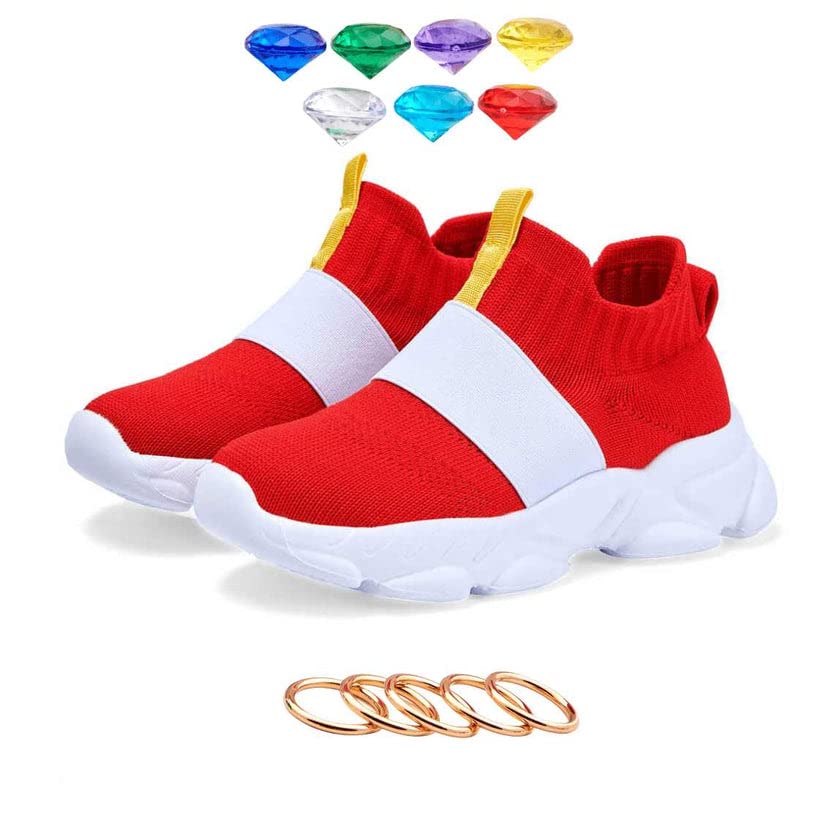 Boys Girls Red Running Walking Tennis Shoes Birthday Party Gift with Rings and Gems 13 US Little Kid, with Rings and Gems, 13 US Little Kid