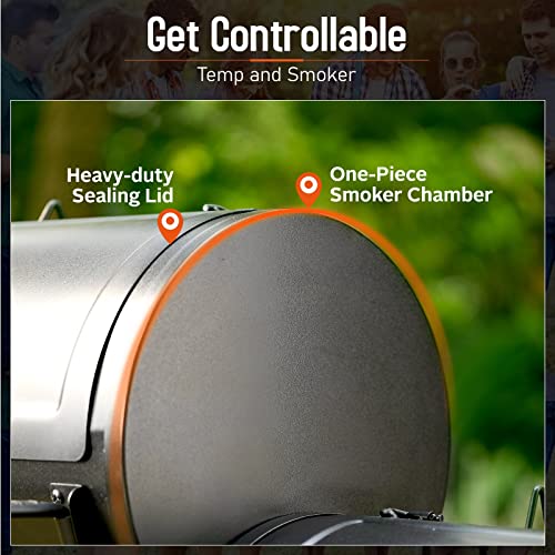 Sophia & William Charcoal Grill With Offset Smoker, 512 Square Inches Outdoor Bbq Grill Offset Charcoal Smoker For Patio, Garden, Picnics, Camping, Backyard Cooking, Black #TOP2