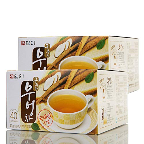 DAMTUH Korean Traditional 100% Pure Natural Premium Burdock Root Tea, 40 Bags x 2 (Burdock Tea)