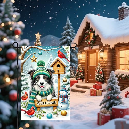 Image of BlissYard Garden Flag Shepherd Snowy Scene Winter 12x18 Inch Polyester | Garden Banner, Yard Sign | Shepherd Flag, Snowy Scene Lawn Decor | Porch, Patio, Entry (Winter Art)
