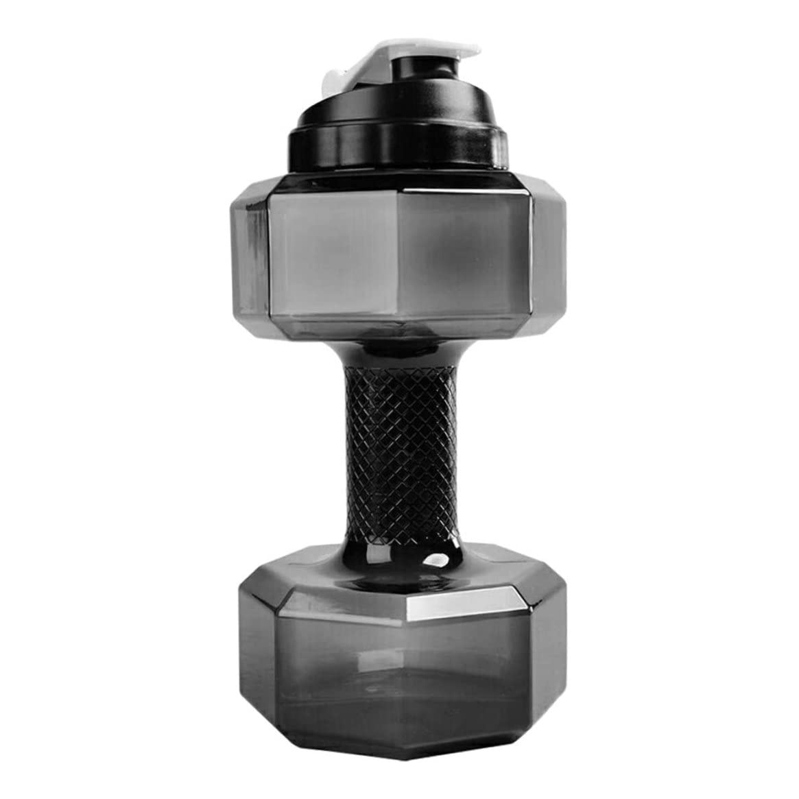 Hperu 2.2L Weight Water Bottle, Dumbbell Shaped Water Container with Leak Proof Lid Black Half Gallon Bottle