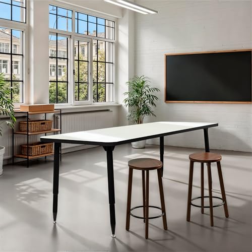 Image of Adapte Commercial Dry-Erase Classroom Activity Table - 30 inch x 72 inch Rectangle Whiteboard, ADA Compliant Tapered Legs, Glides & Casters Adjustable Height 22-34 inch Wheelchair Accessible, School Furniture