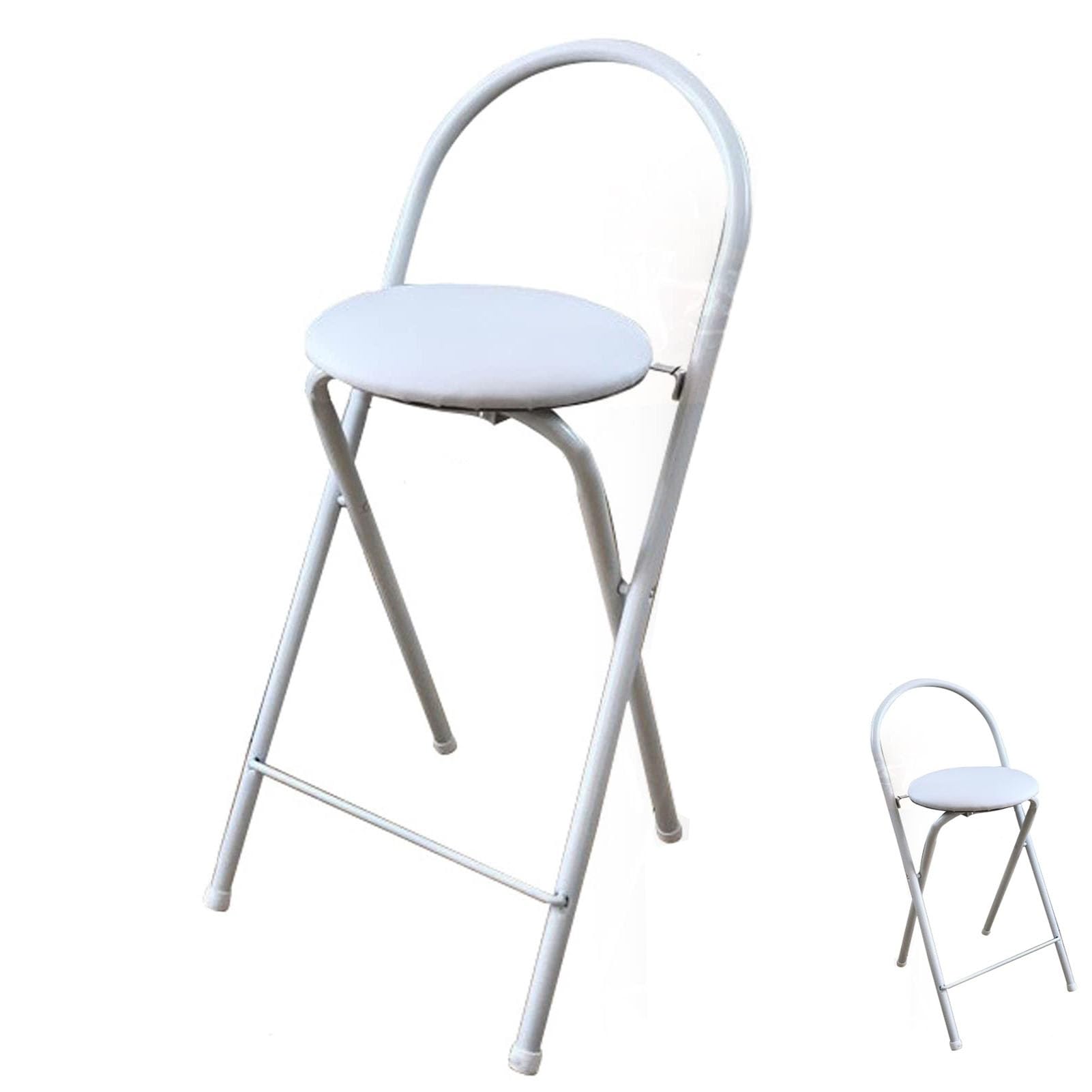 Tragbarer Hocker mit hoher Rückenlehne – 61 cm leichter faltbarer Stuhl für Outdoor Camping & Küche – bequemer weißer Barhocker mit Rückenlehne – ideal für Veranstaltungen & Versammlungen