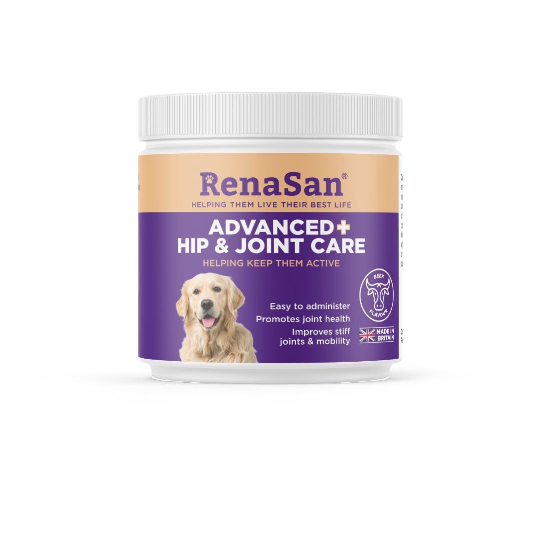 RenaSan Advanced Hip & Joint care (108g)– reduces inflammation, stiffness & improves joint function, easy to administer powder, created by senior vets & nutritionists, prevention or older/stiff dogs