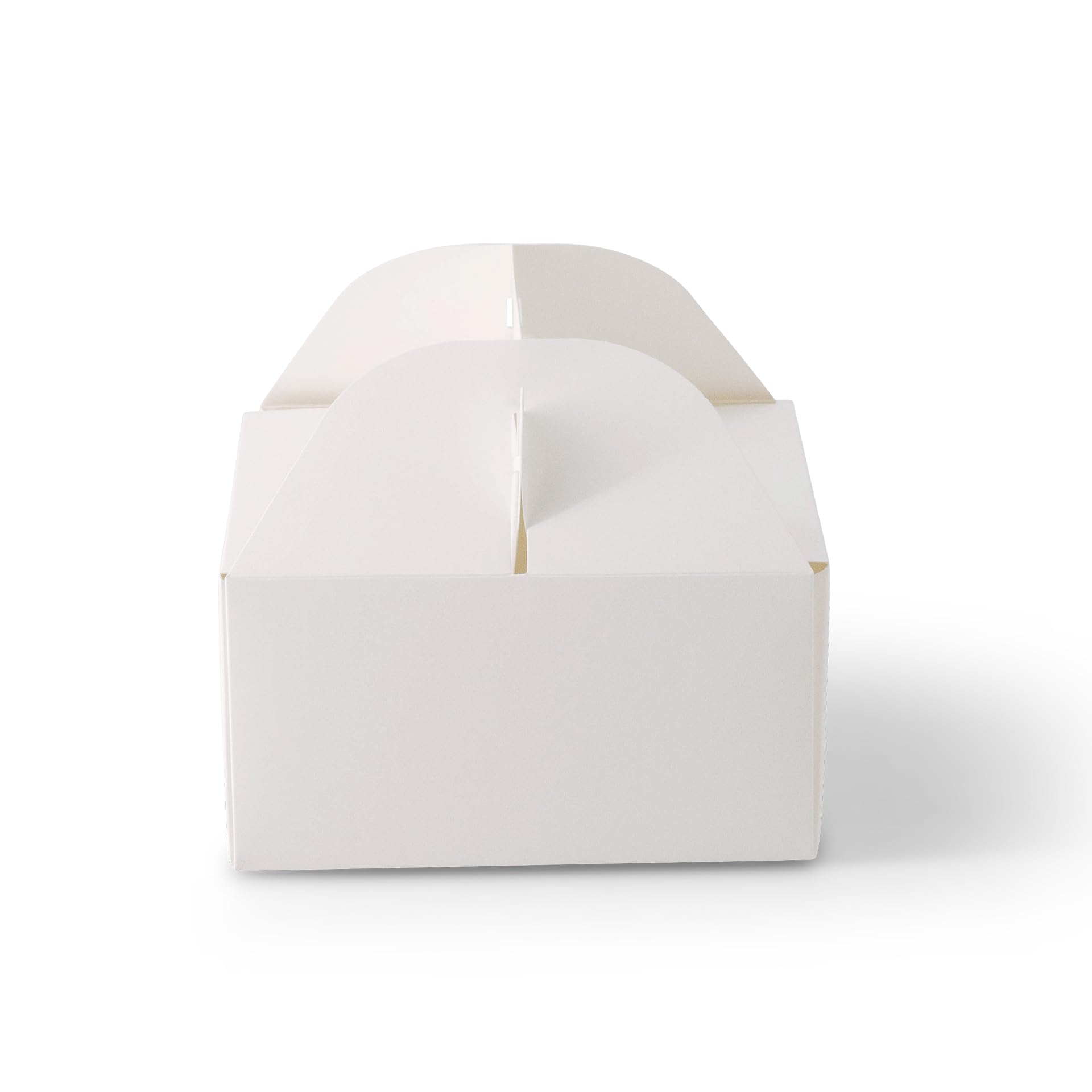 BIOZOYG Scatola per Trasporto Torte 150 pezzi 21 x 16 x 9 cm Cartone Kraft Bianco - Scatola per Torte Rettangolare Pieghevole Riciclabile - Scatola Regalo Cartone per Dolci con Manico per Matrimonio