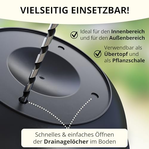 Plastard Pflanzenschalen Ø 52 cm mit Untersetzer rund – Anthrazit – Ansicht 3