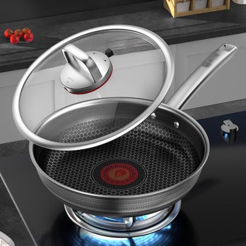 Wok antiadherente con tapa acero inoxidable 11.8in miniatura 6