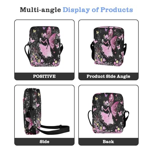 mens messenger bag crossbody men shoulder bag Cross Over Purse Adjustable Strap for Casual Casual- Flower Fairy Environment Butterflies4