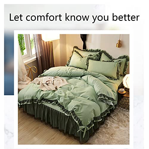 Couverture de couette haut de gamme couleur solide avec jupe de lit raffinée