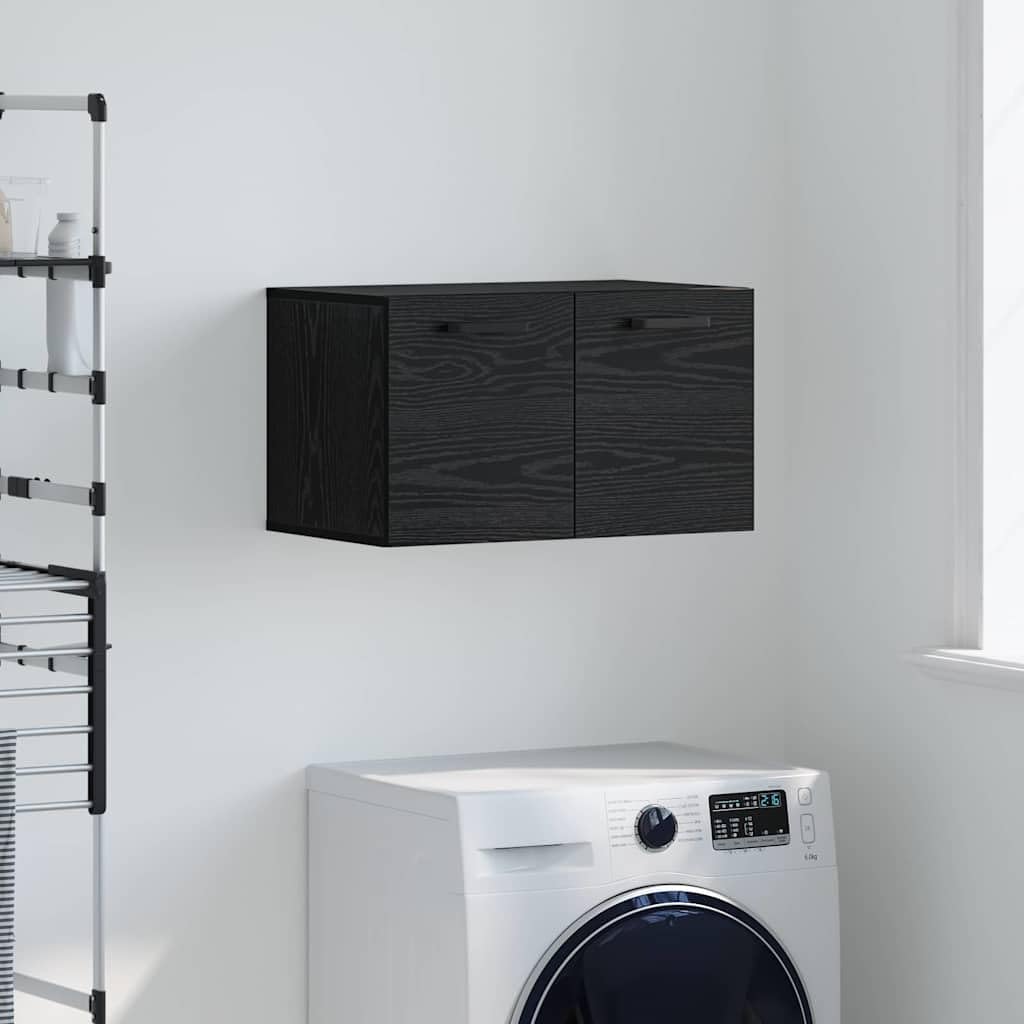 Armadio da parete nero effetto rovere, 60 x 36,5 x 35 cm