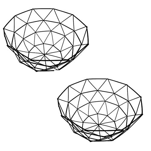 2 Pack Creative Metal Wire Iron Fruit Bowl Countertop Storage Basket Dish Fruit