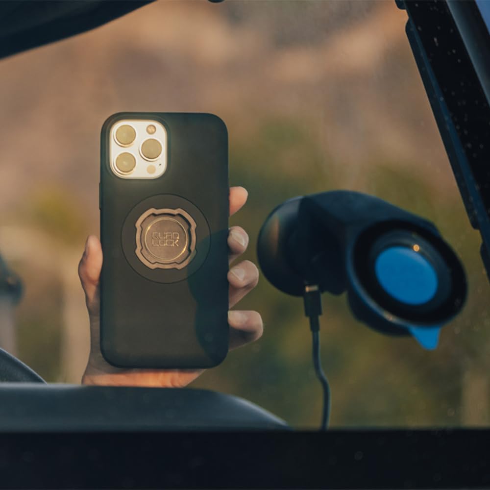 QUAD LOCK Soporte de Ventosa para Teléfono de Coche para Parabrisas/Salpicadero con Cabezal de Carga Inalámbrica mag V2 y Funda mag para iPhone 16 Pro MAX
