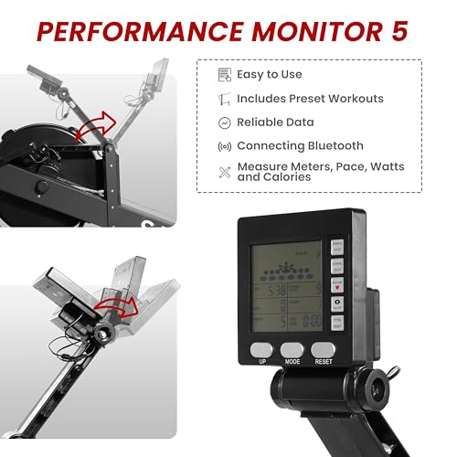 Image of Fitvids Air Rowing Machine for Home, 10-Level Adjustable Resistance Professional Indoor Rowers, Commercial Row Machines with LCD Display, Transport Wheels, Comfortable Seat, Adjustable Device Holder