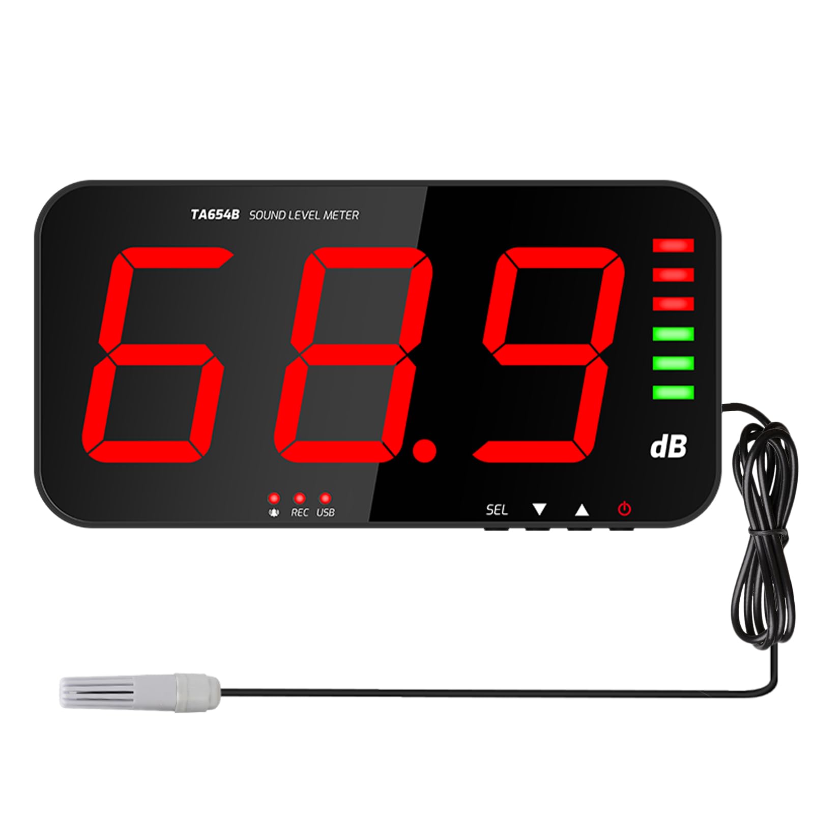Decibel Meter Sound Level Reader, LYCEBELL Decibel Meter with Data Logging & Alarm, DB Meter with 16.4ft Sensor Probe, 13in Display, Digital SPL Meter Noise Monitor for Classroom Home Office 30-130dB-image-33