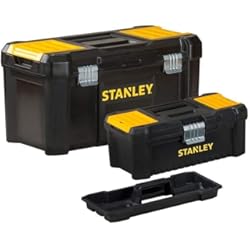 Cofre Plegable Carpriss Stanley STST1 – 75772 - Bonus Pack 2 Cajas de herramientas de plástico 12.5"/32cm + 19"/48cm , Cierres de metal, Negro/Amarillo