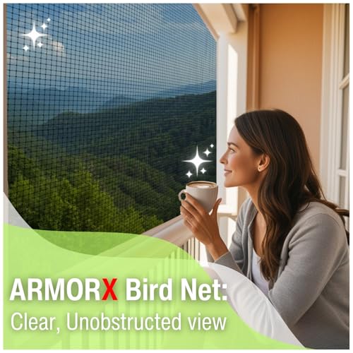 Image of ARMORX Green Anti-Bird Net UV-Stabilized HDPE Multi-Filament Net with Installation Kit & Tying Ropes Attached - Green - 8ftx22ft