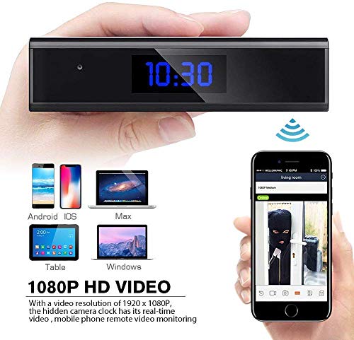 Cámara Oculta, 1080P Cámara Espía Oculta Reloj con Visión Nocturna WiFi Interior Videocámara Cámara de Vigilancia con Detección de Movimiento Mini Cámara Espía Inalámbrica con Reproducción