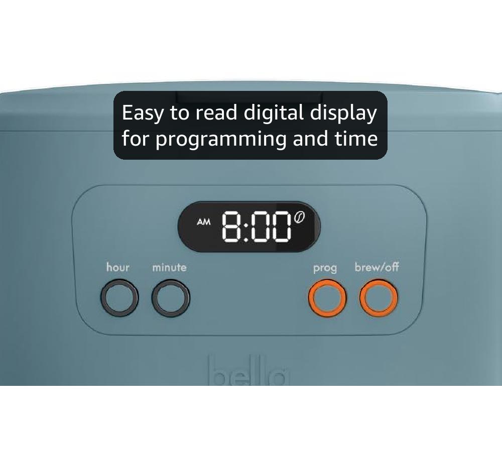 Amazon.com: bella 12 Cup Programmable Coffee Maker, Reusable Dishwasher  Safe Accessories, Easy LCD display, Auto Shutoff, 900 watt, Surf: Home &  Kitchen