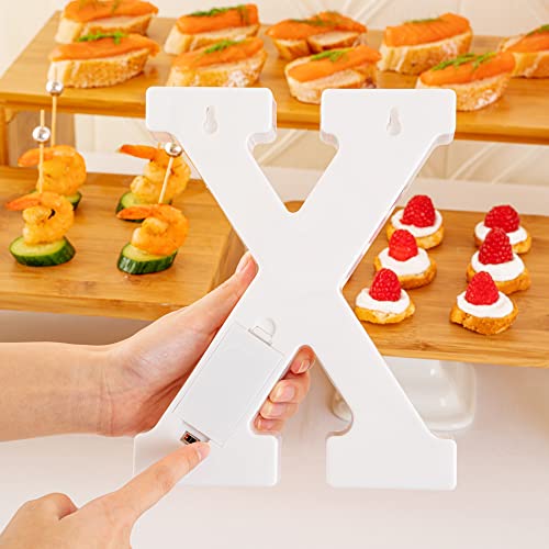 Image of Illumify 6.9 x 1.2 x 8.7 Inch Light Up Letter, 1 Durable Marquee LED Light - Letter X, Touchproof, White Plastic Party Light, Keyhole Slot, For Parties, Weddings, Or Special Events - Restaurantware
