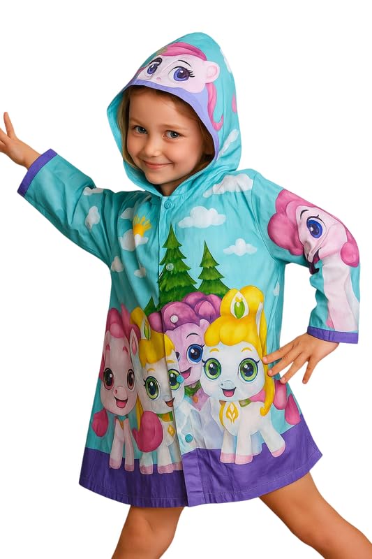 Devil Kids Rain Jacket with Cartoon Print – Waterproof & Cute Design – Pink (7-8 Years) - Image 3 thumbnail