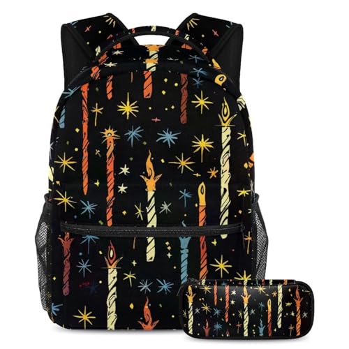 Lot de 2 sacs à dos scolaires avec trousse pour adolescents et étudiants, multicolore