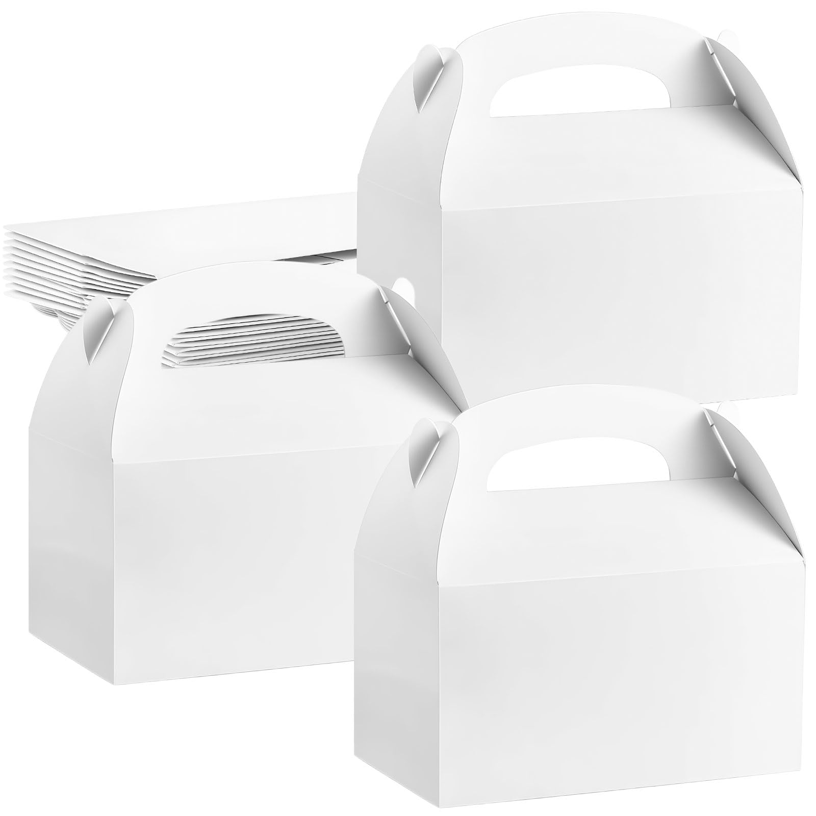 30 Pack White Party Food Boxes with Handles, 16 x 9 x 8.6 cm Cardboard Party Favour Boxes for Sweets Treats Cookies,Gift Boxes for Wedding Birthday Baby Shower Kids Party