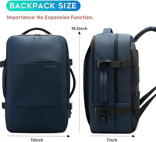 Vista 22 de BANGE Mochilas de viaje, mochilas de mano aprobadas para vuelo, mochila para laptop de 17 pulgadas para bolsa de viaje internacional, mochila