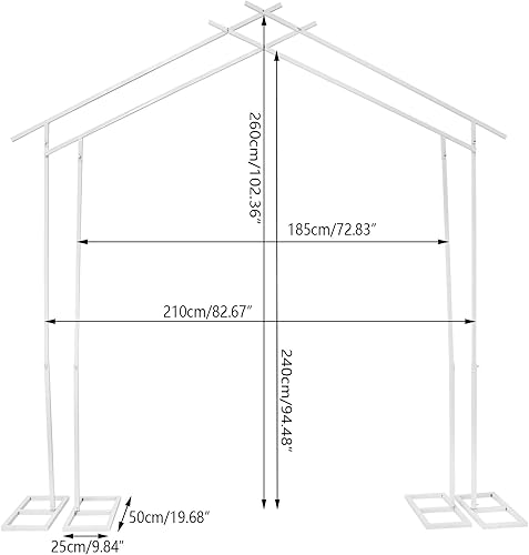 Miniatura 5 de Arcos de boda de 8.5 pies para ceremonia, enrejado de metal para plantas trepadoras al aire libre, arco de globo para decoración de fiestas (blanco)